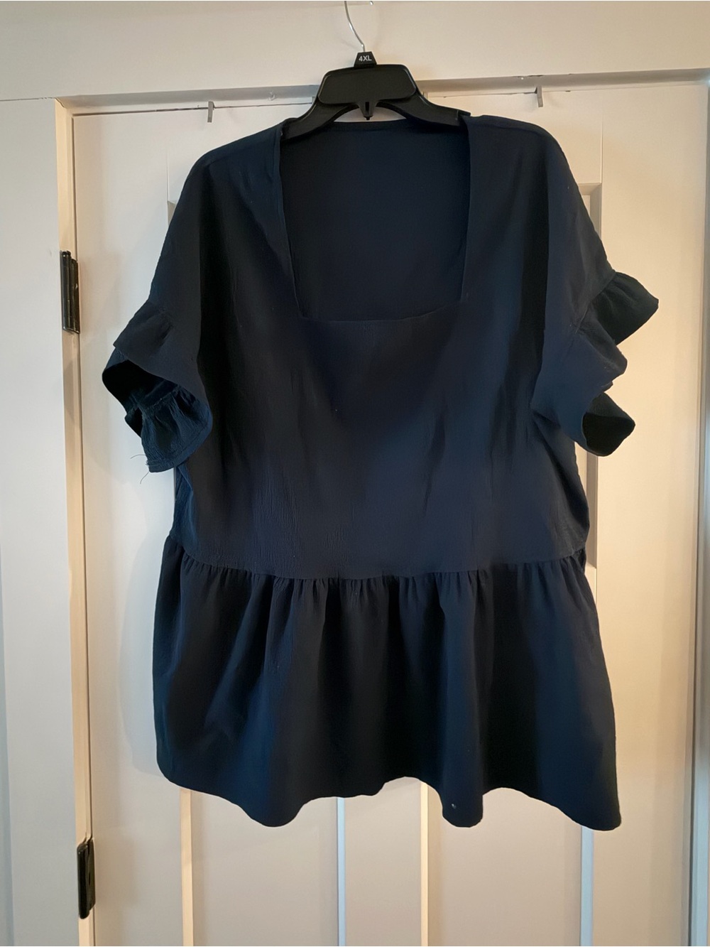 SHEIN Navy Square-Neck Peplum Blouse